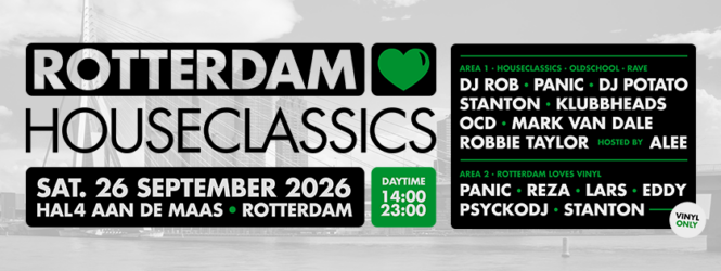 Line-up bekend! Daytime Edition: Rotterdam loves Houseclassics [zaterdag 26 september 2026]